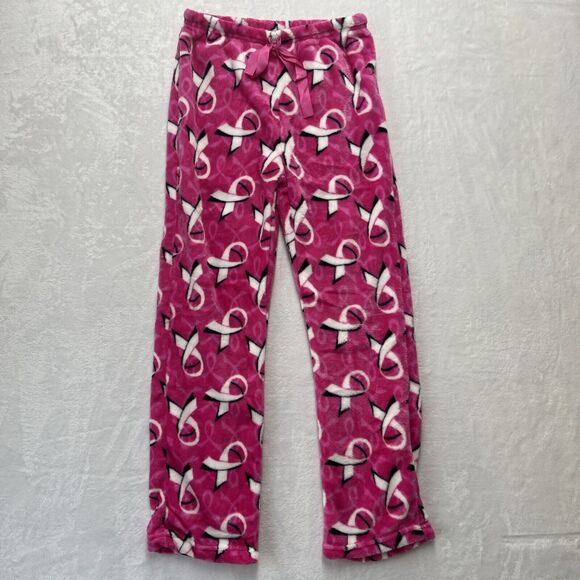 HOTEL SPA Breast Cancer Awareness PINK Print Pajama Pants Cozy Medium NEW - Picture 1 of 6
